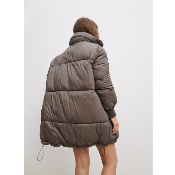 ZARA | Water Repellant Taupe Grey Oversized Women’s Puffer - Picture 3 of 4